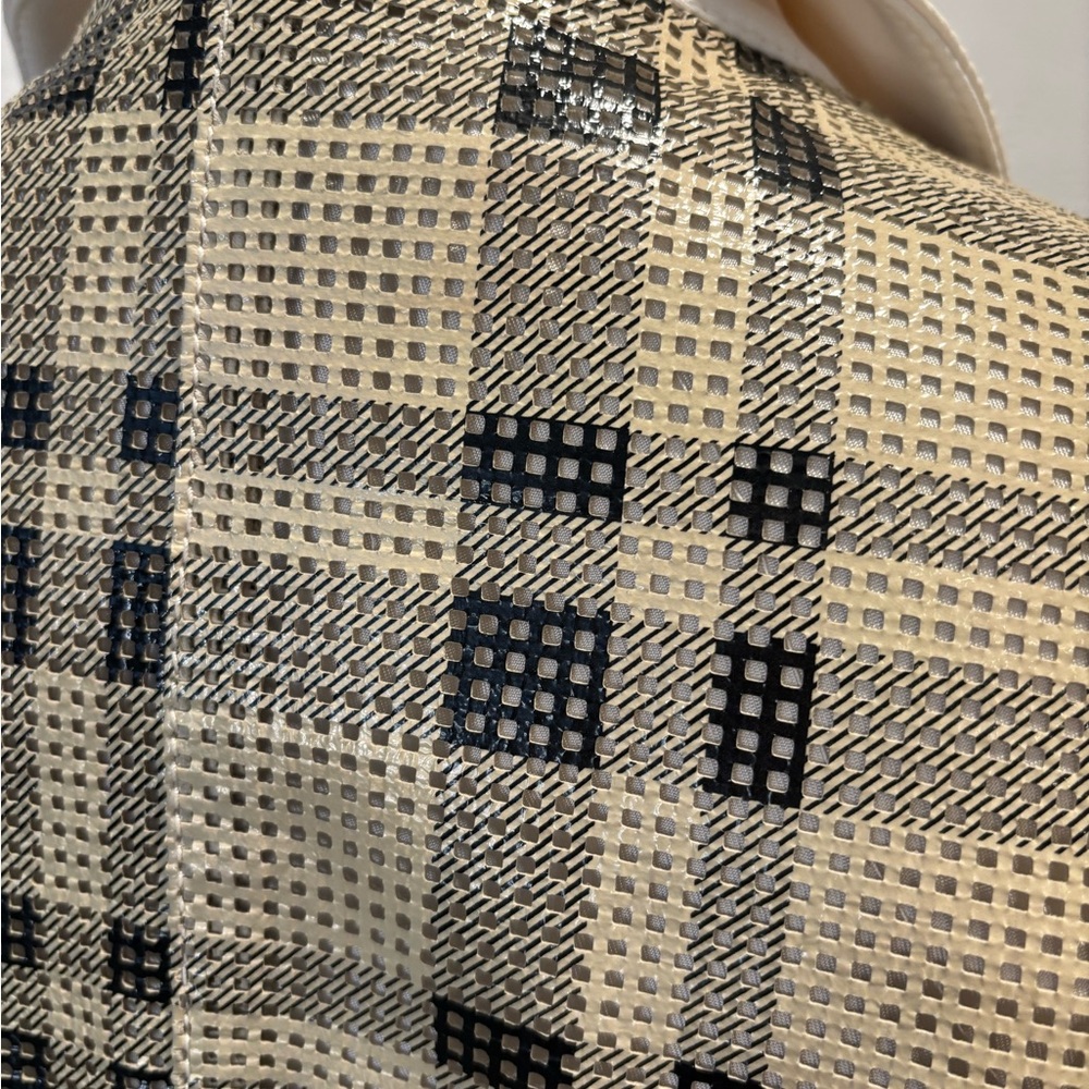 DROME Leather Moto Jacket S Plaid Panel Italy | Cream Black Asym Zip Lambskin - Picture 5 of 9